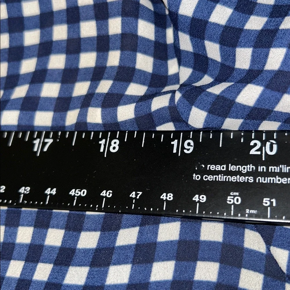 Tamara H 3X Polyester Navy and White Check Tie-Neck Blouse. (3/$25)